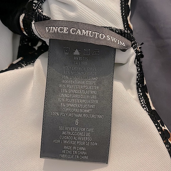 NWT VINCE CAMUTO Leopard And Black Design One Piece SwimSuit Womens Size 6 - Picture 12 of 12